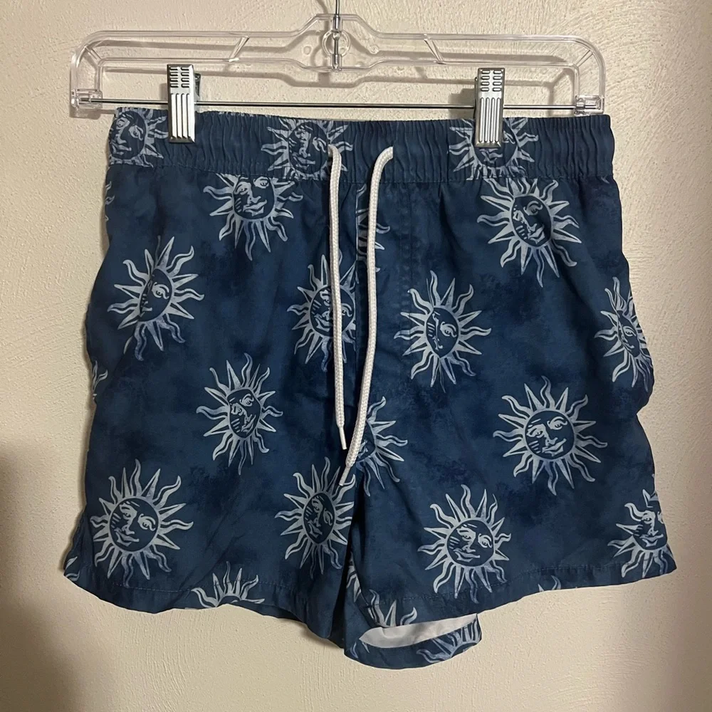 ASOS Classic Happy Face Sun Print Summer‎ Drawstring Swim Trunks Men's Size XS